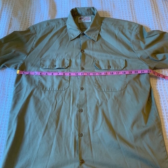 𝅺DICKIES Tan Short Sleeve Workwear Button Up Shirt Men's Size Large (1054) - Picture 9 of 14